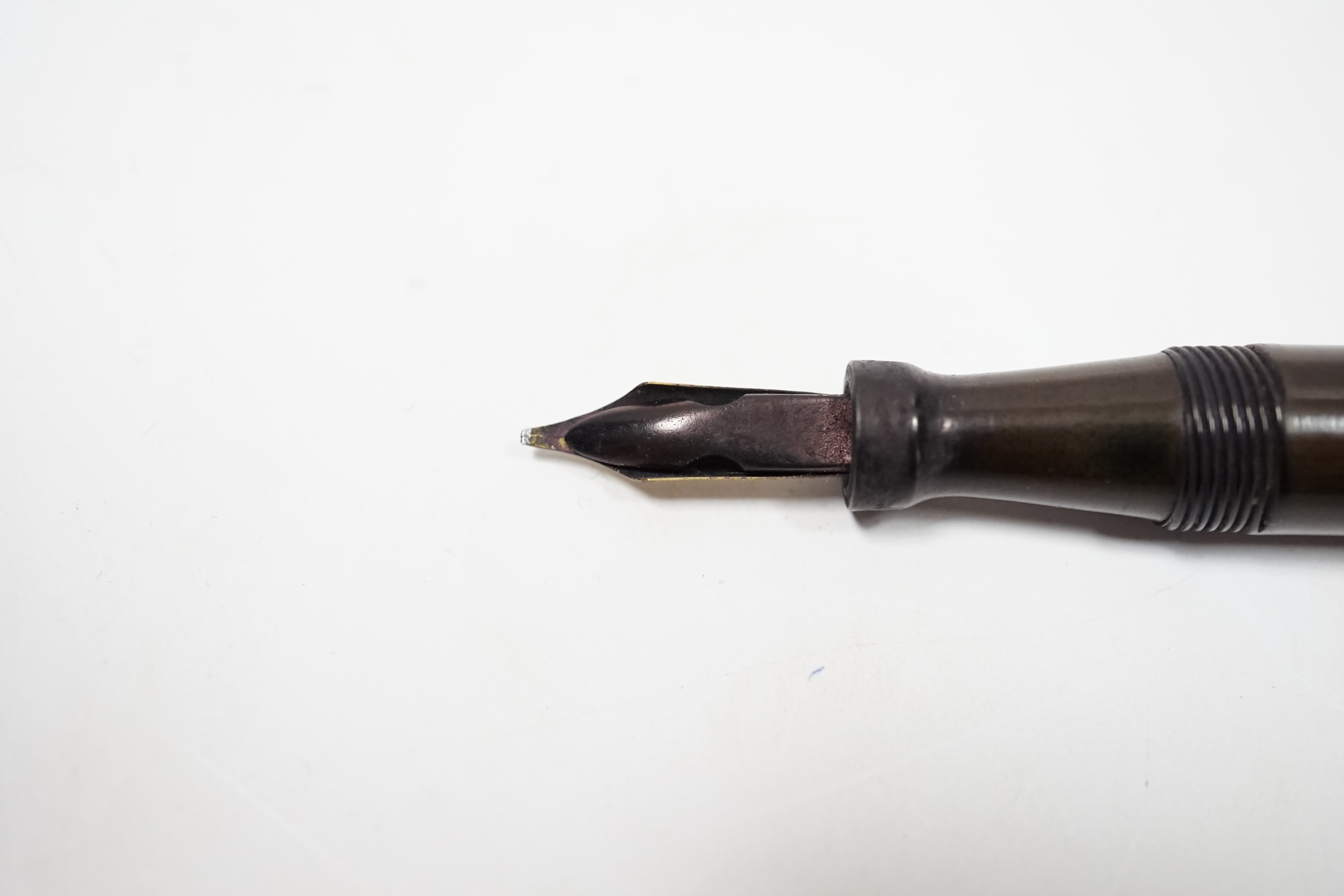 A rare Conklin Crescent hard rubber fountain pen, 18K Conklin 2 nib, cap with clip, patented 1918